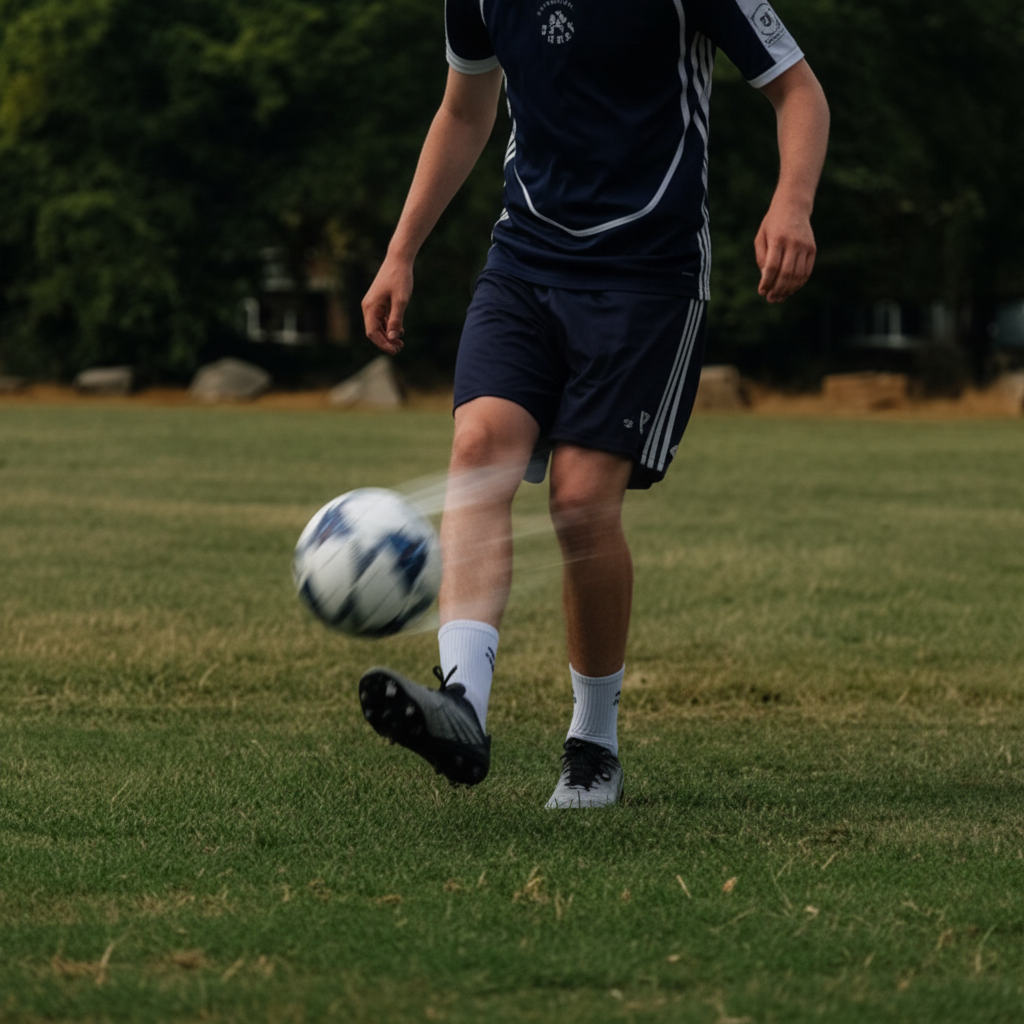 Close-up feet and ball